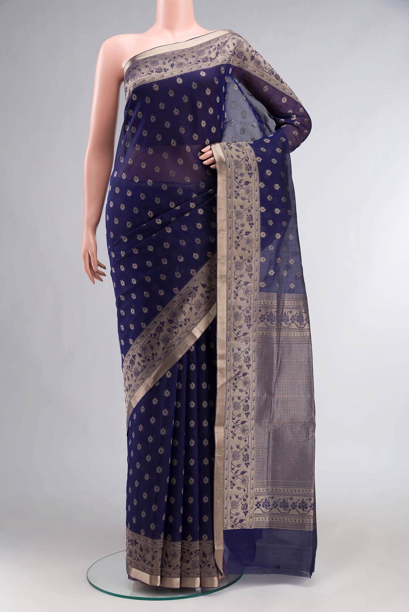 Blue Silk Cotton Saree