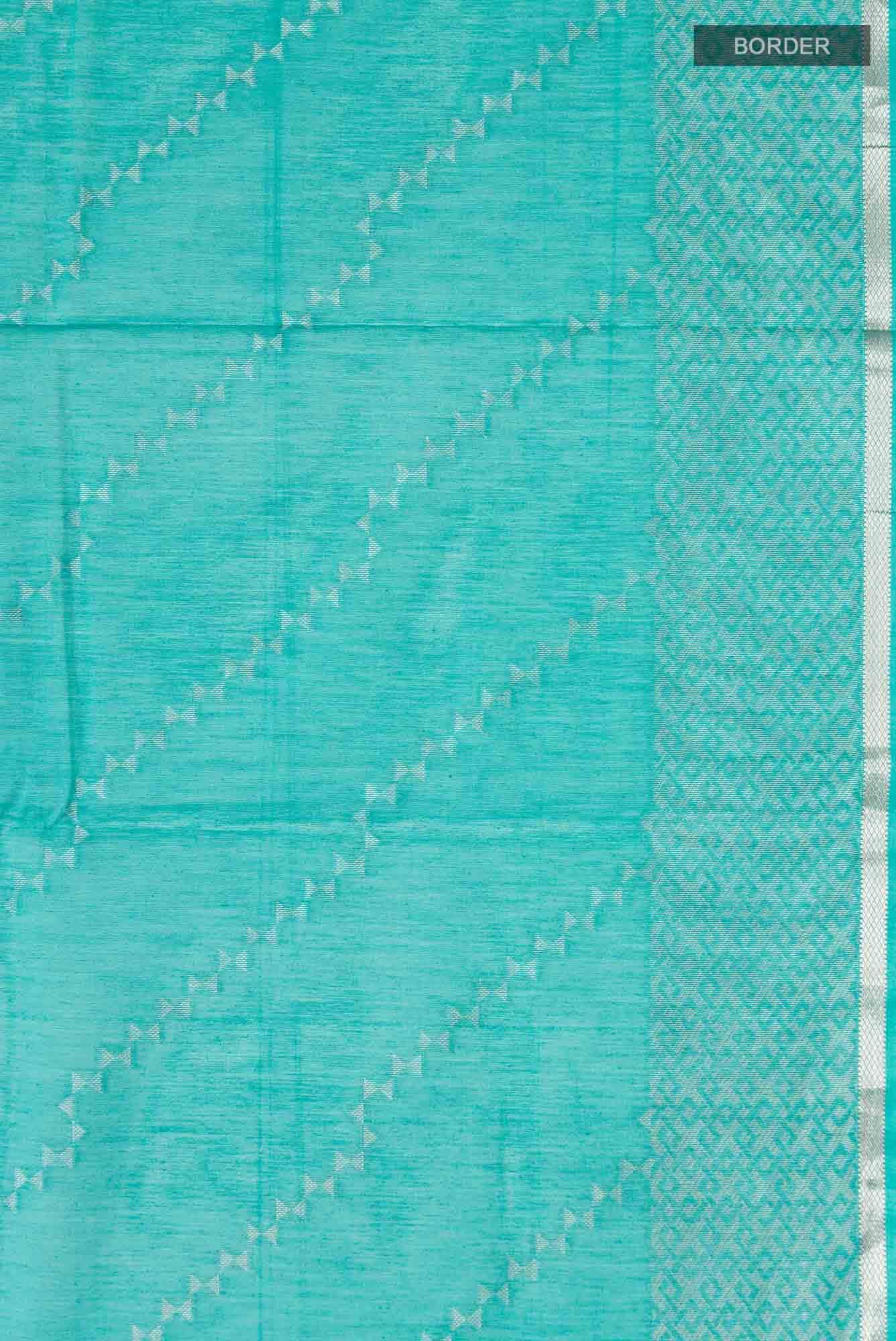 Turquoise Silk Cotton Saree