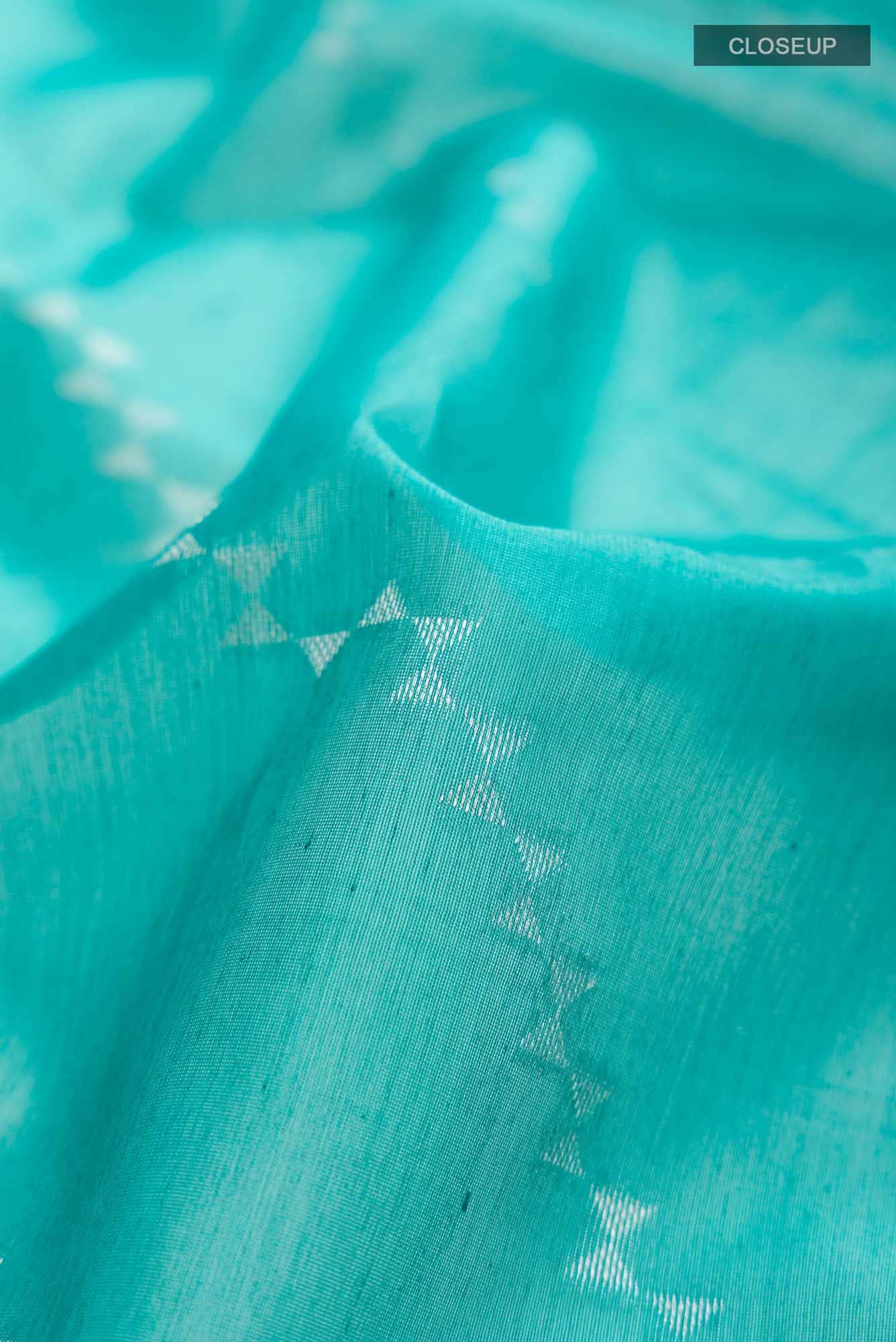 Turquoise Silk Cotton Saree