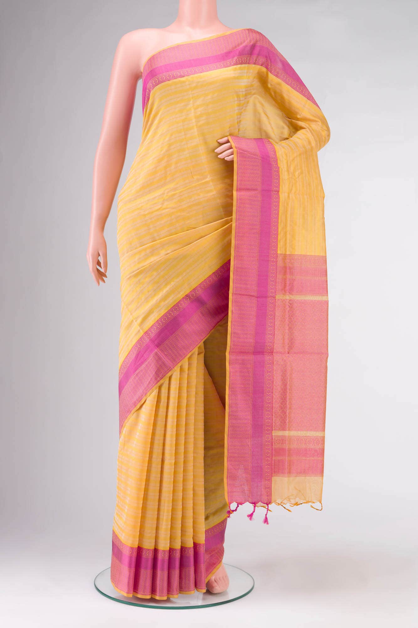 Yellow Silk Cotton Saree