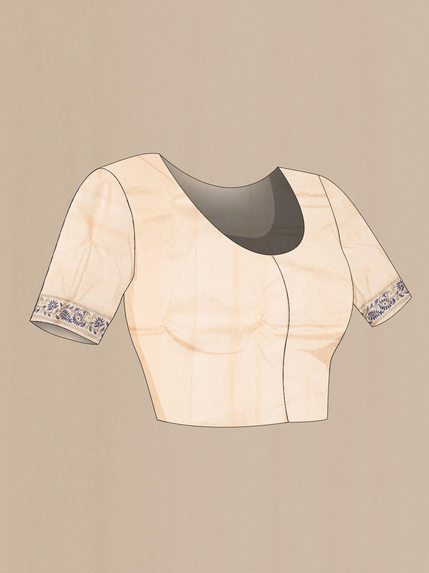 Beige Tussar Silk Saree