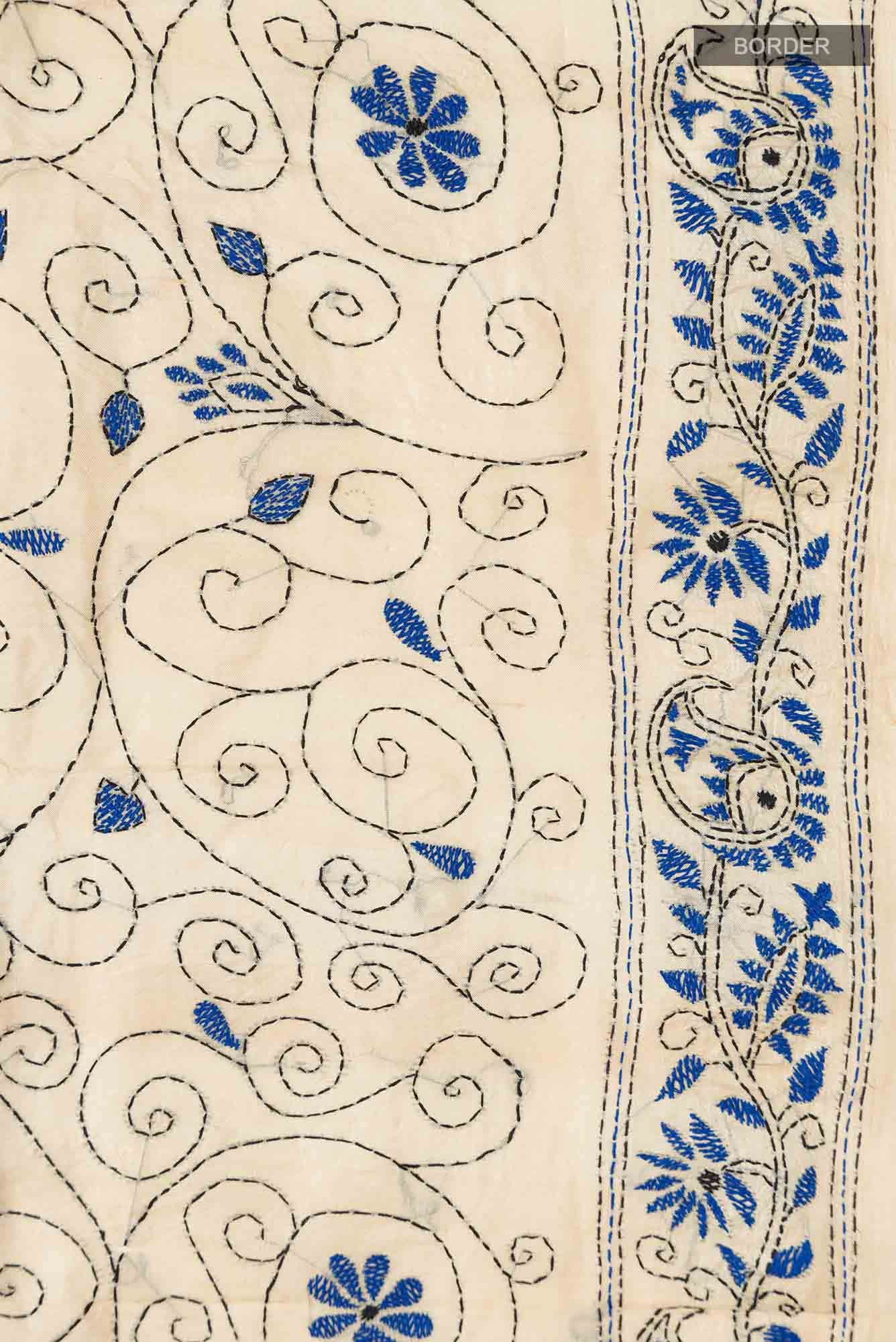 Beige Tussar Silk Saree