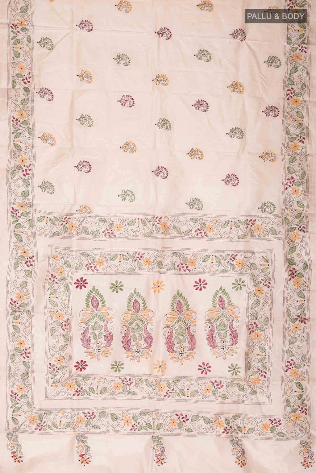 Beige Tussar Silk Saree