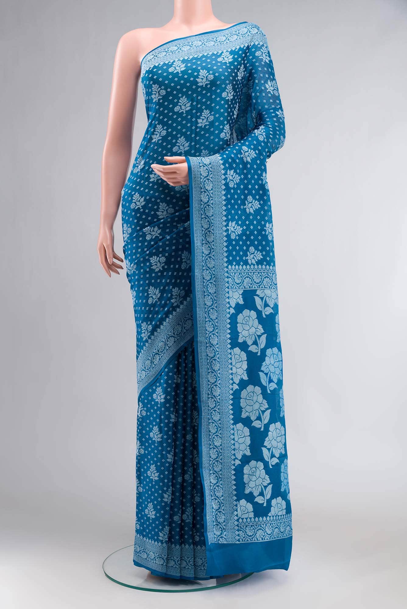 Blue Blended Banarasi Georgette Saree