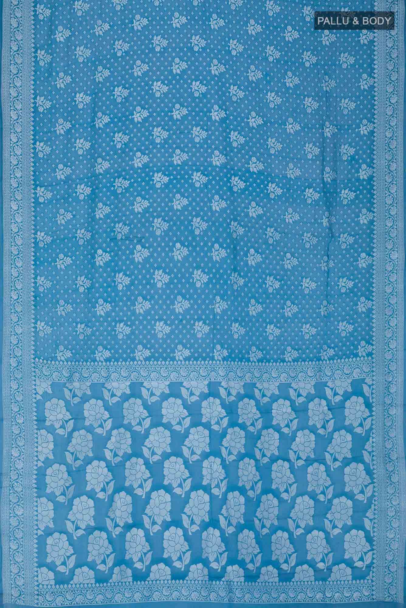 Blue Blended Banarasi Georgette Saree