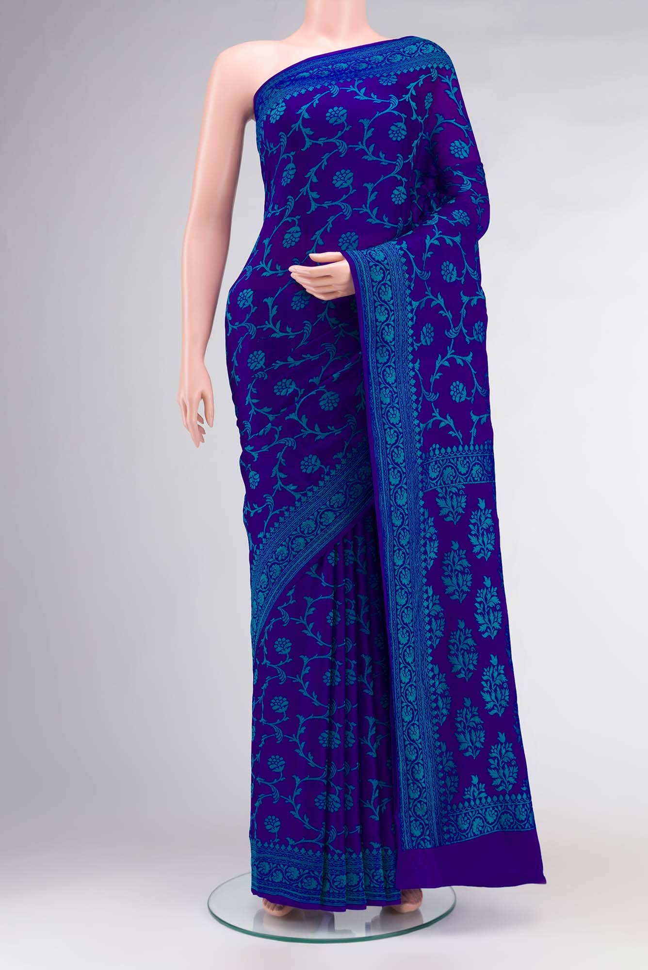 Blue Banarasi Georgette Saree
