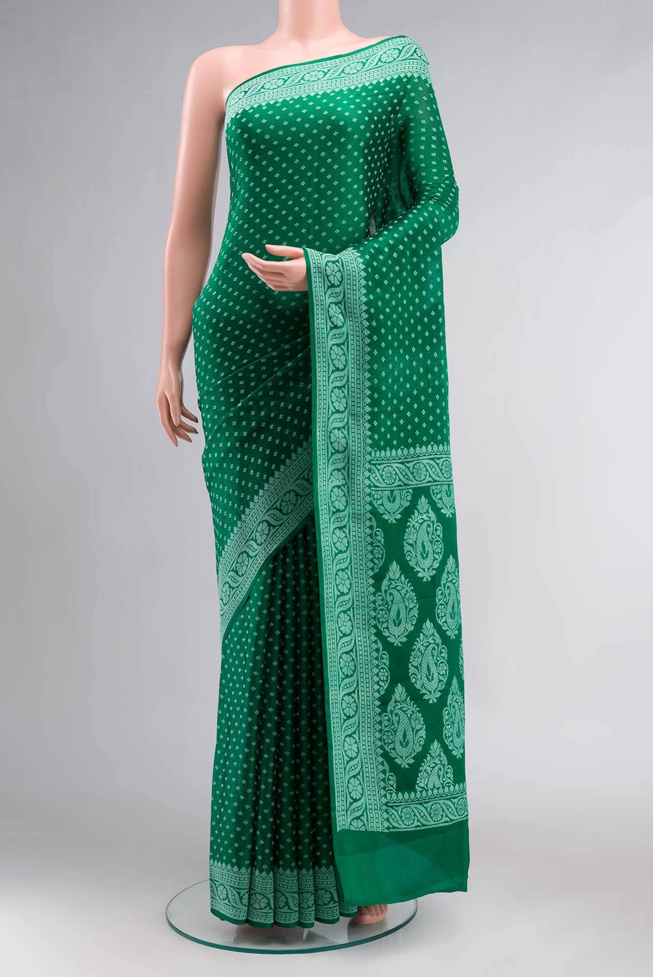 Green Blended Banarasi Georgette Saree