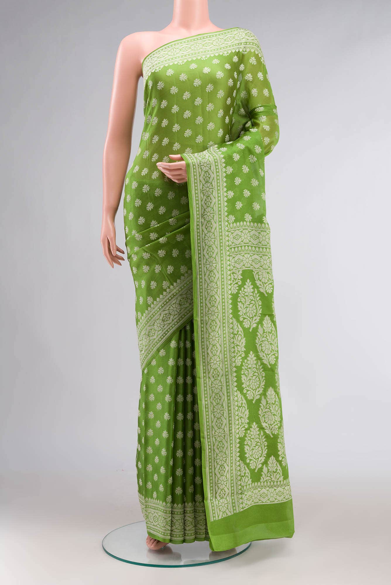 Green Banarasi Georgette Saree