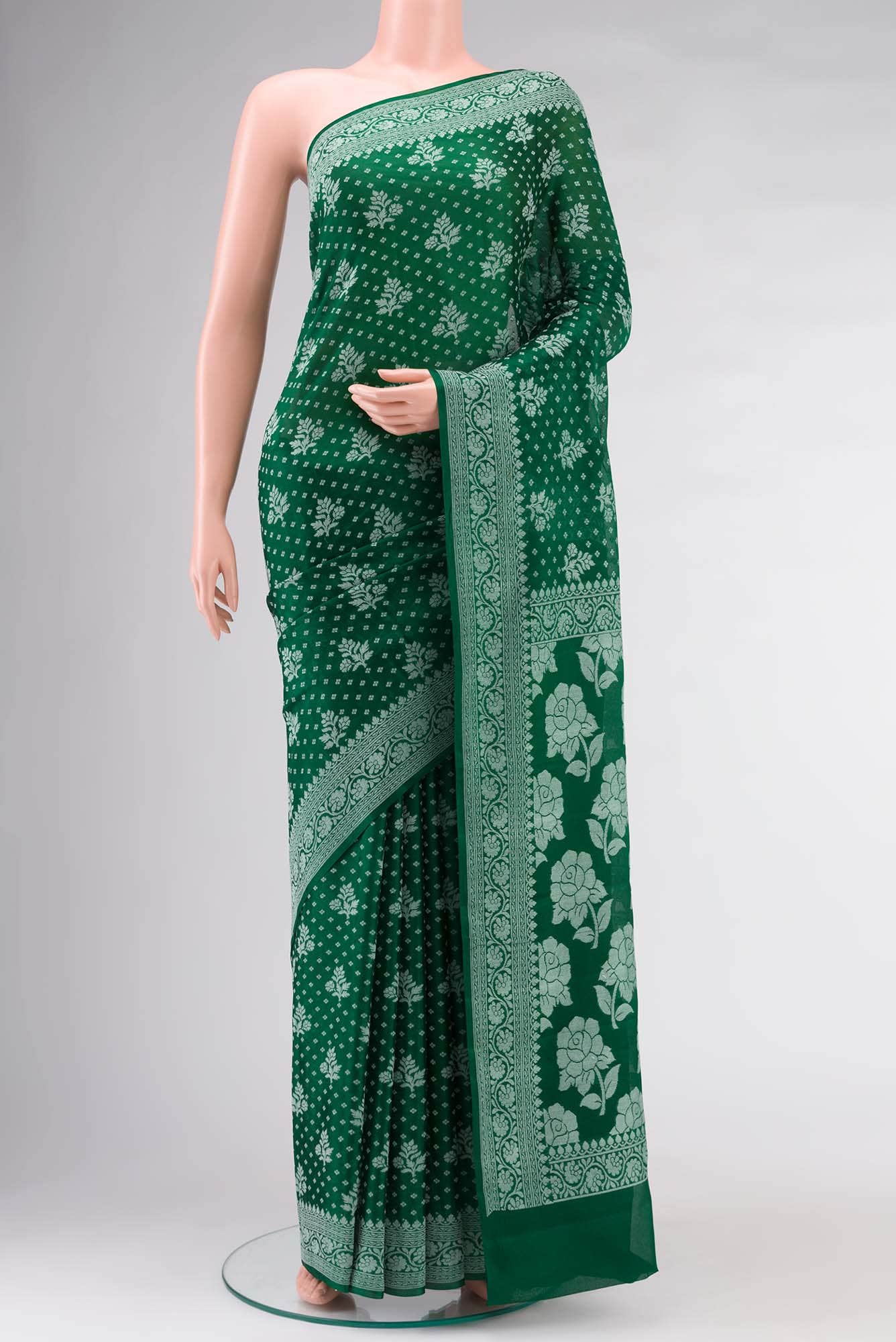 Green Blended Banarasi Georgette Saree