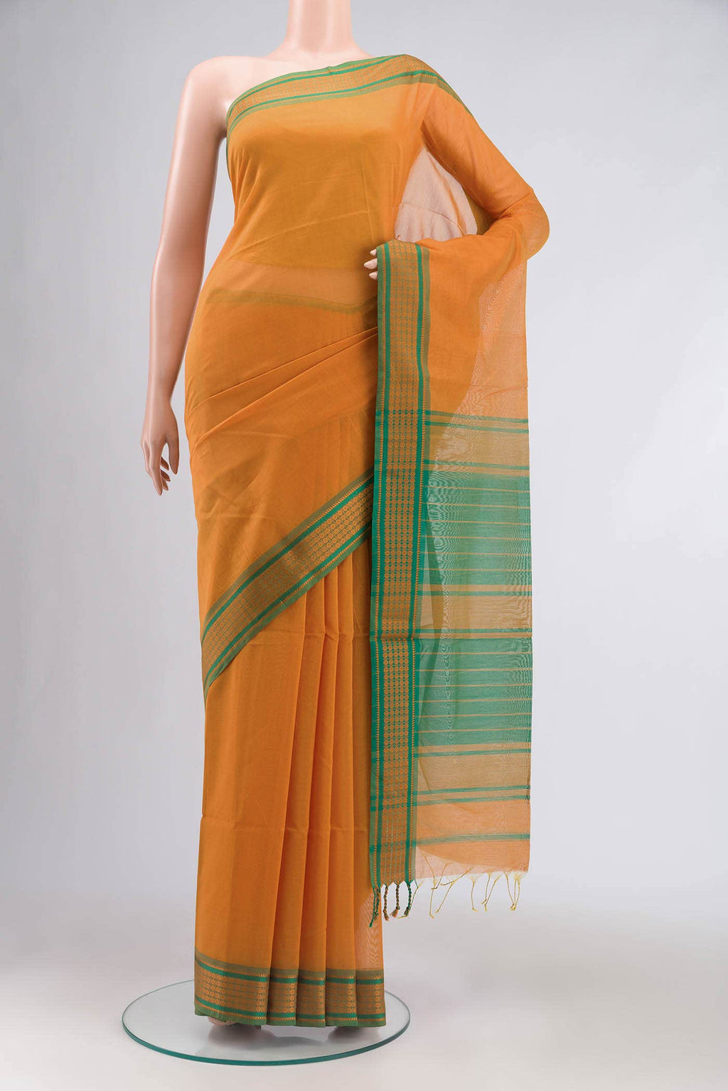 Mustard Maheshwari Silk Cotton Saree