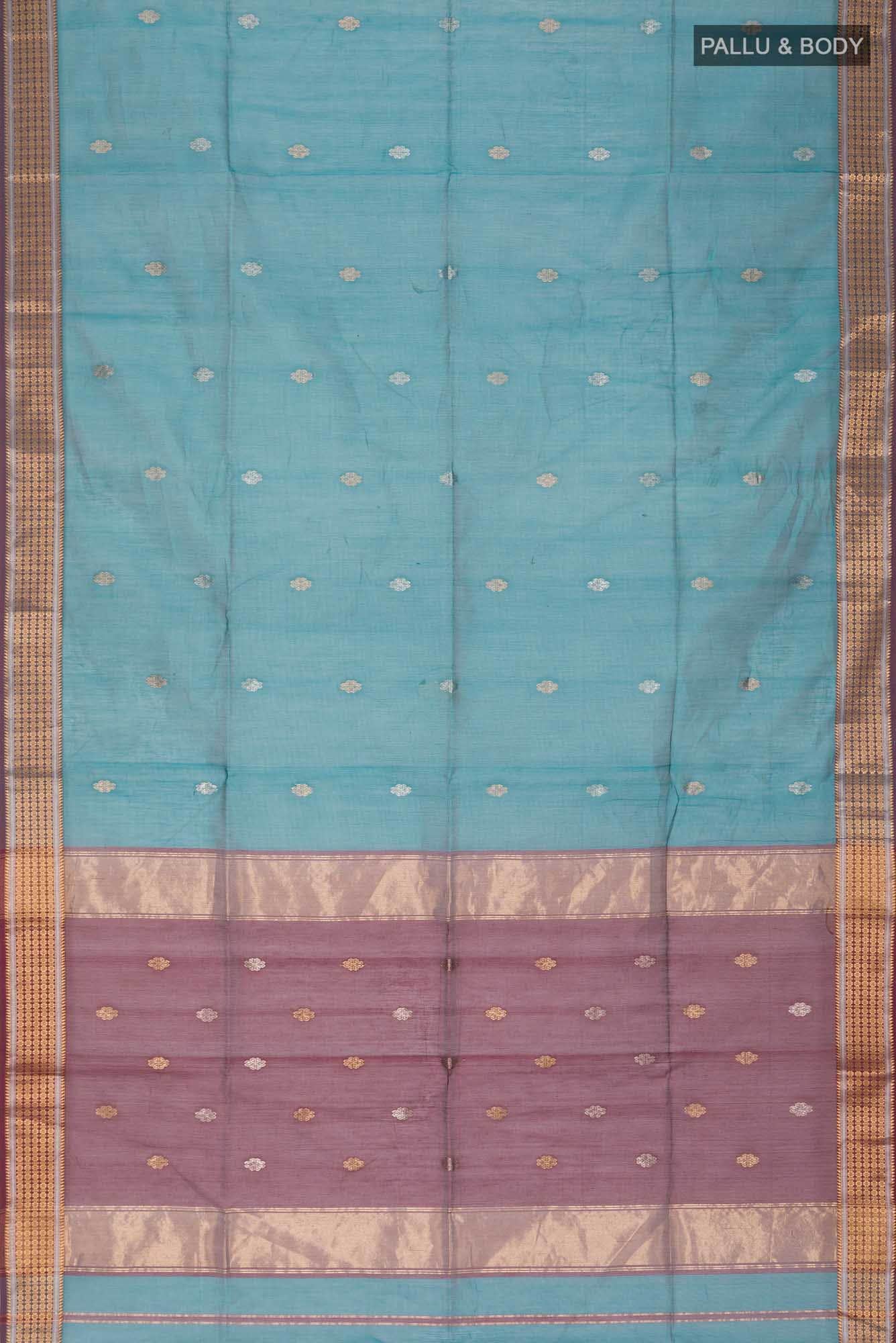 Teal Maheshwari Silk Cotton Saree