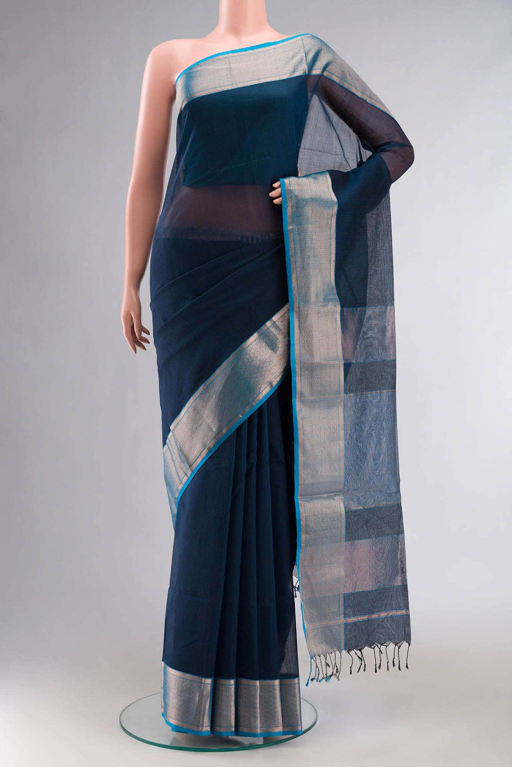 Black Maheshwari Silk Cotton Saree