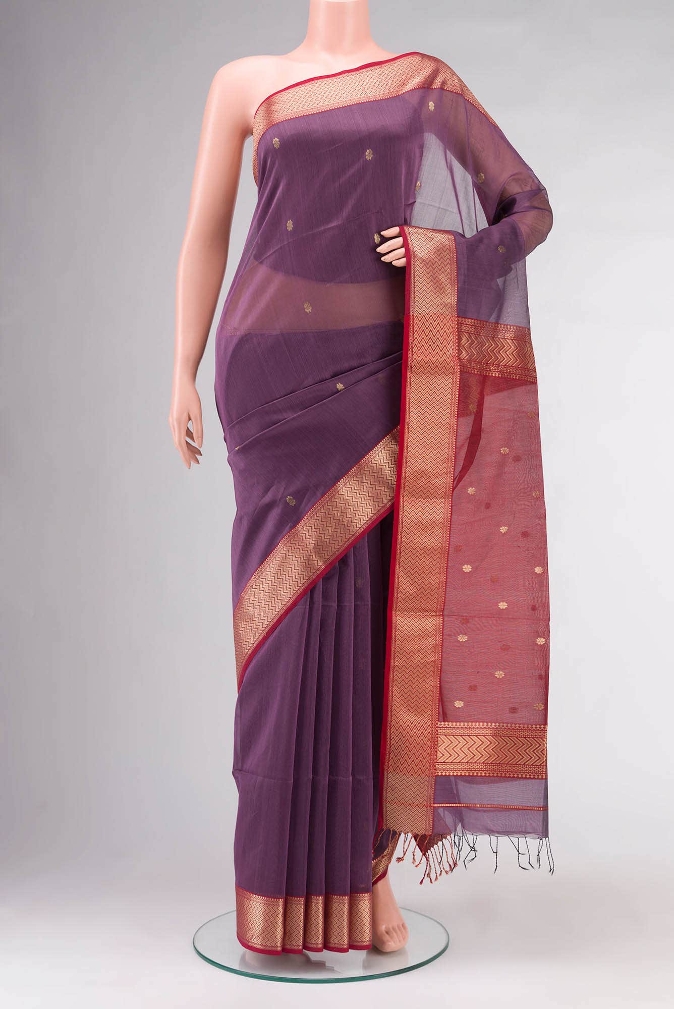 Lavender Maheshwari Silk Cotton Saree