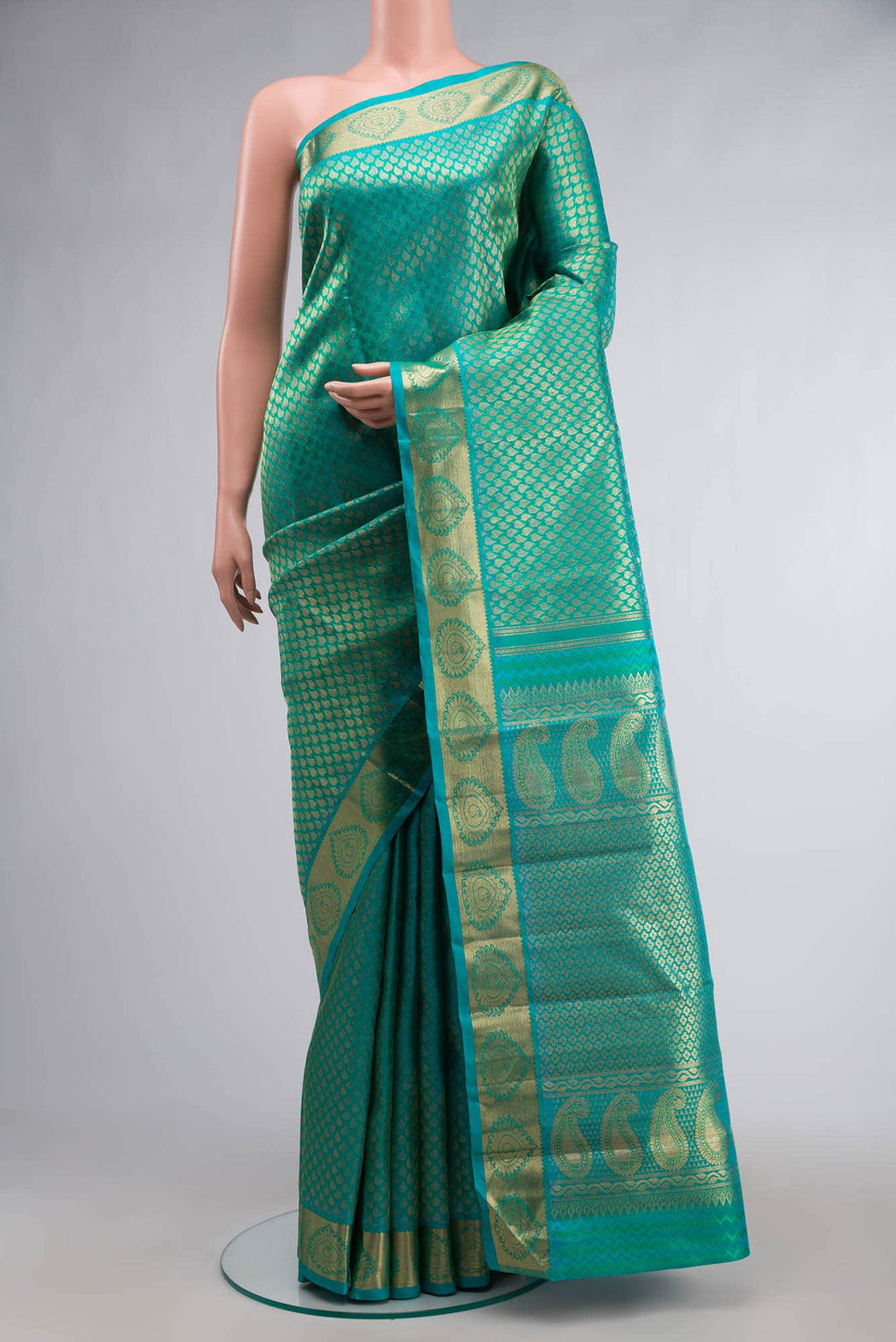 Pure Silk Pure Zari Green Kanchipuram Saree