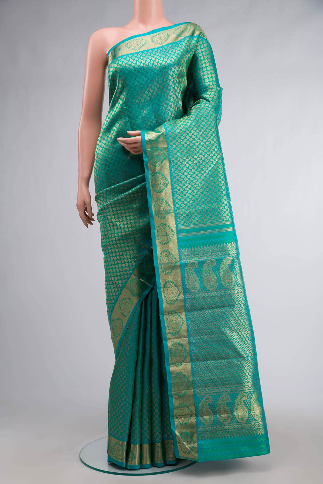 Pure Silk Pure Zari Green Kanchipuram Saree