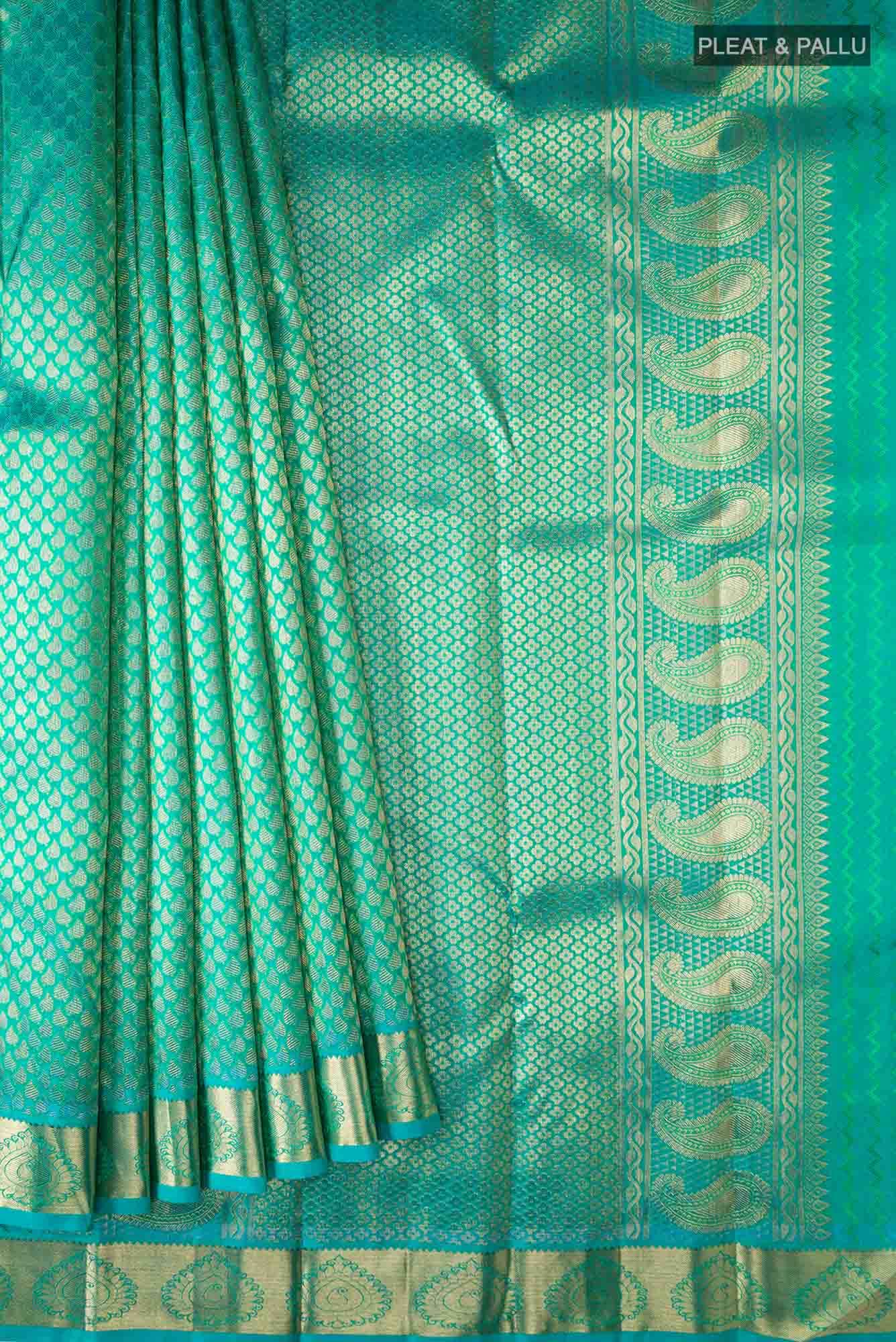 Pure Silk Pure Zari Green Kanchipuram Saree
