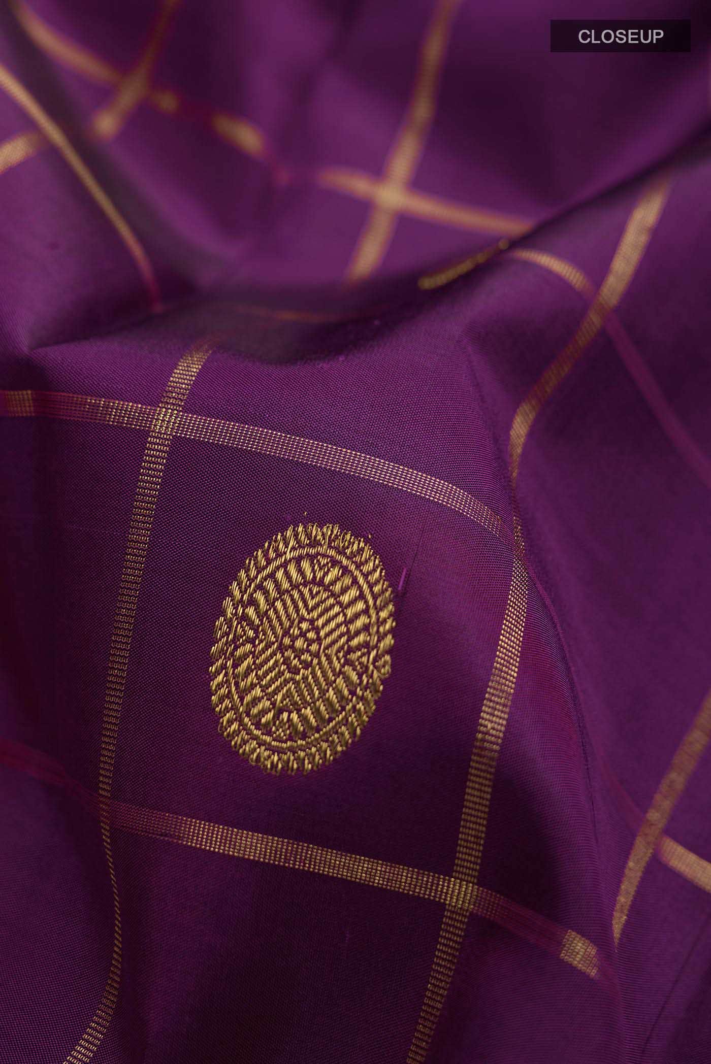 Pure Silk Pure Zari Purple Kanchipuram Saree