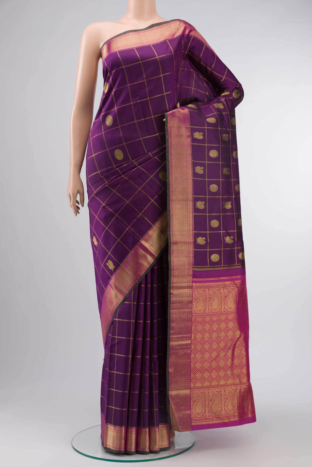 Pure Silk Pure Zari Purple Kanchipuram Saree
