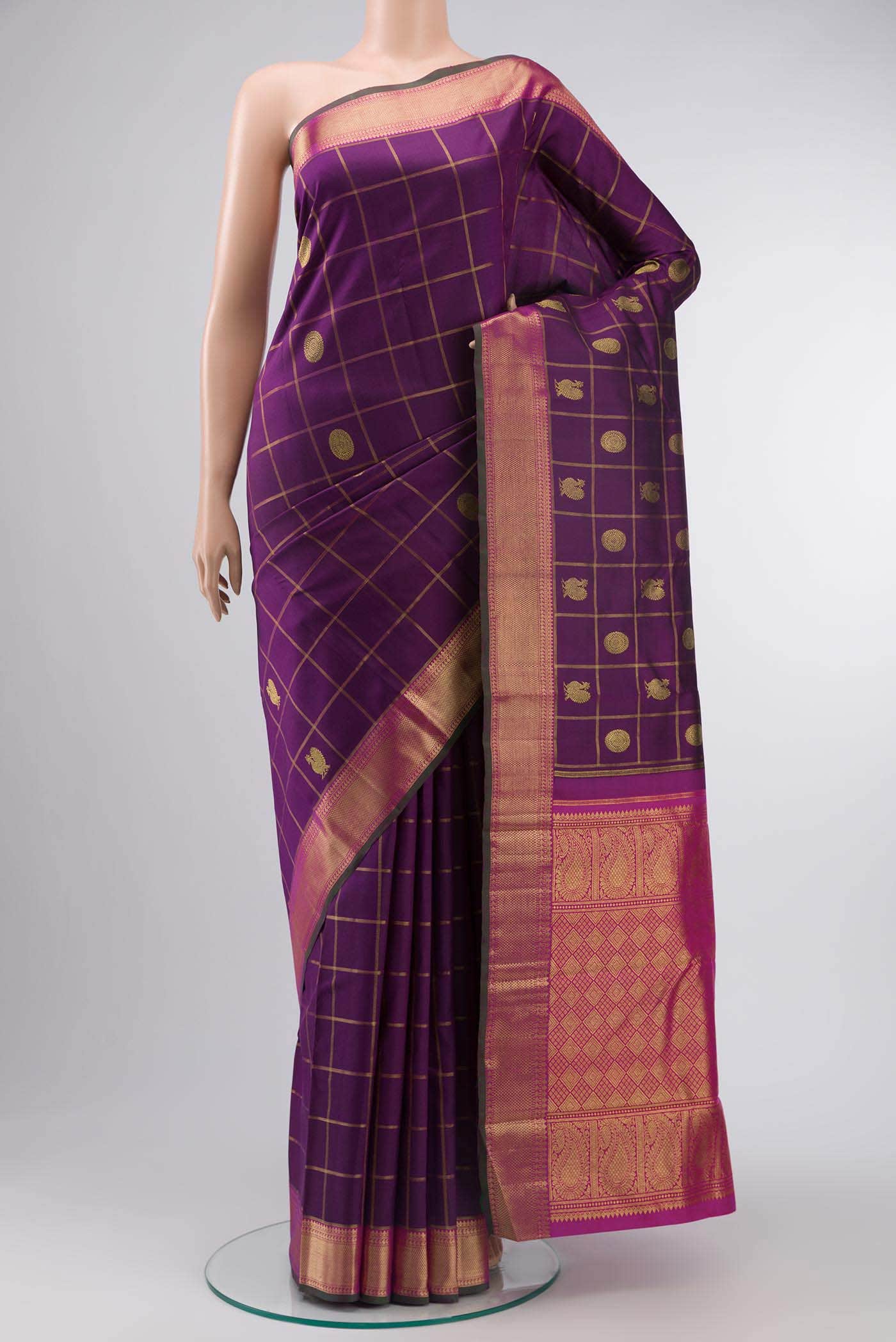 Pure Silk Pure Zari Purple Kanchipuram Saree