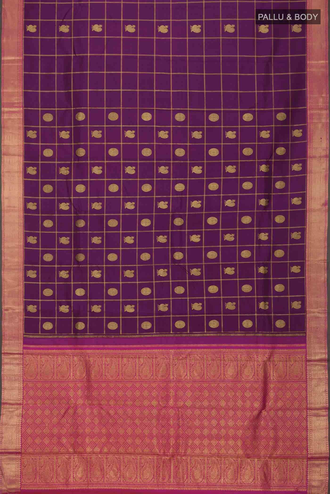 Pure Silk Pure Zari Purple Kanchipuram Saree