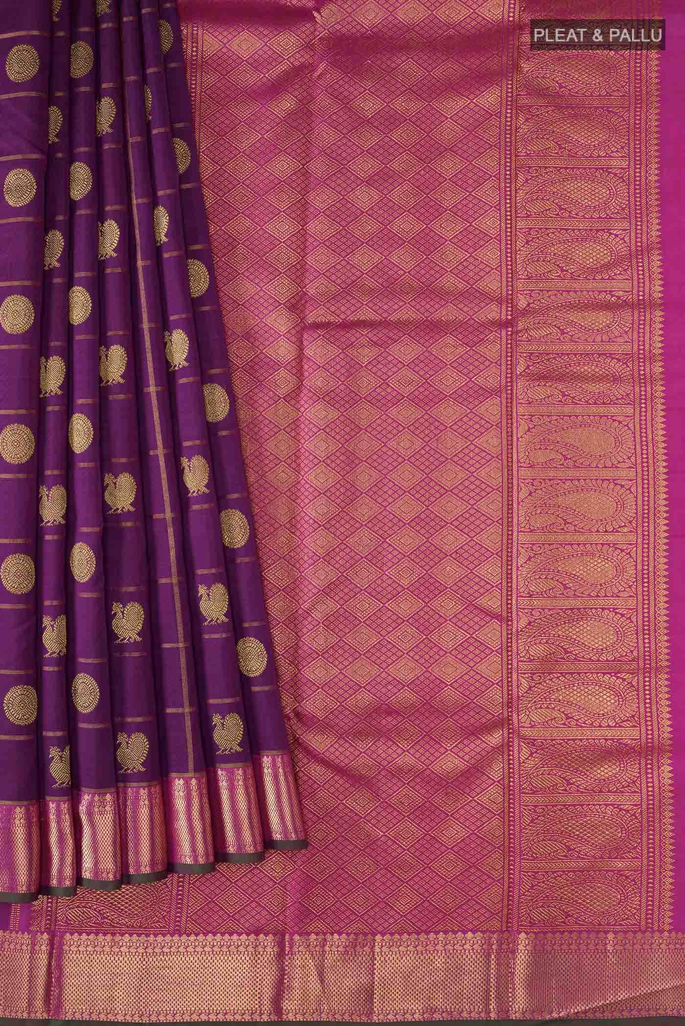 Pure Silk Pure Zari Purple Kanchipuram Saree
