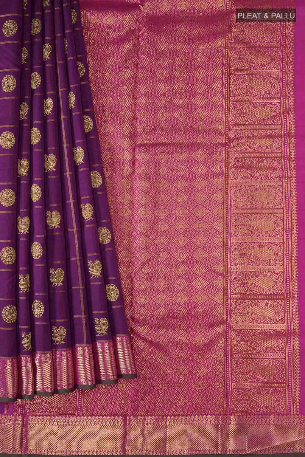 Pure Silk Pure Zari Purple Kanchipuram Saree