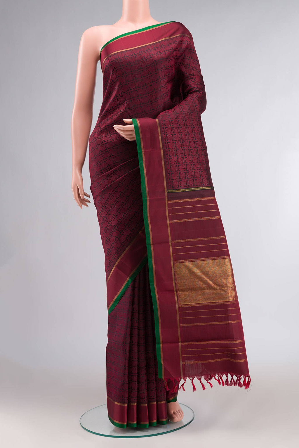 Pure Silk Pure Zari Black Kanchipuram Saree
