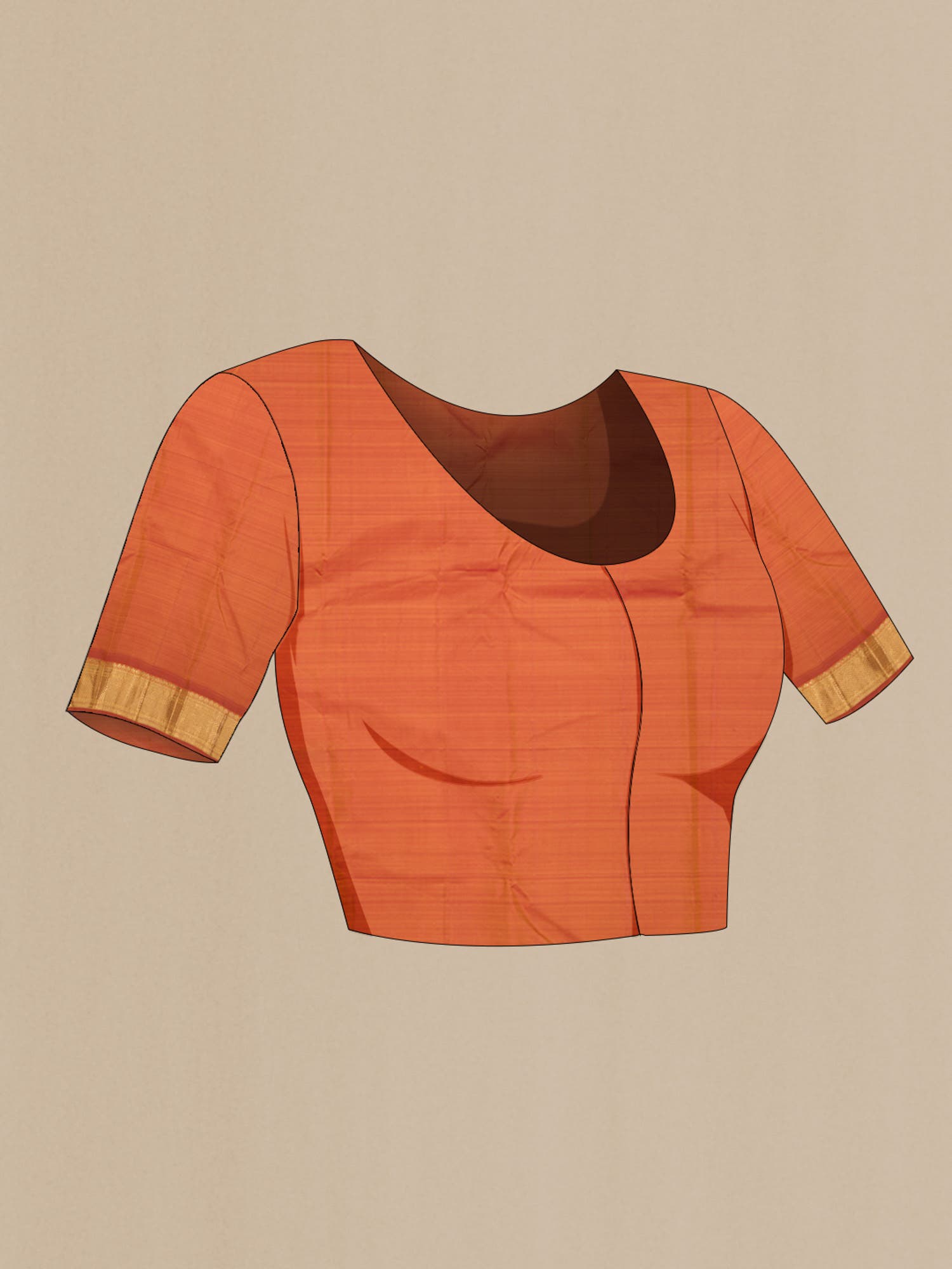 Pure Silk Pure Zari Orange Kanchipuram Saree