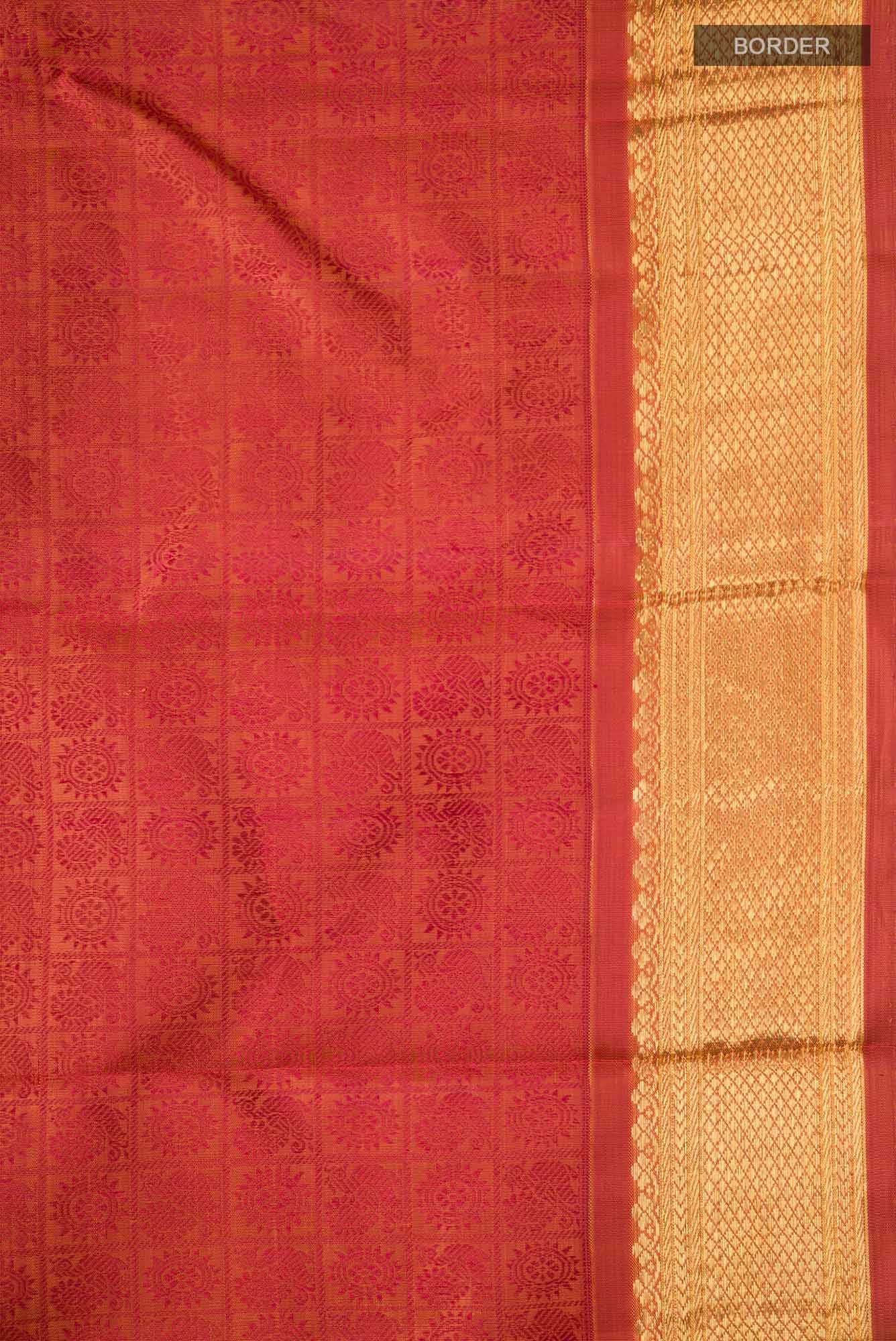 Pure Silk Pure Zari Orange Kanchipuram Saree