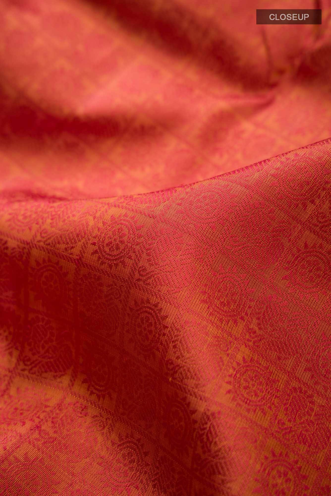 Pure Silk Pure Zari Orange Kanchipuram Saree