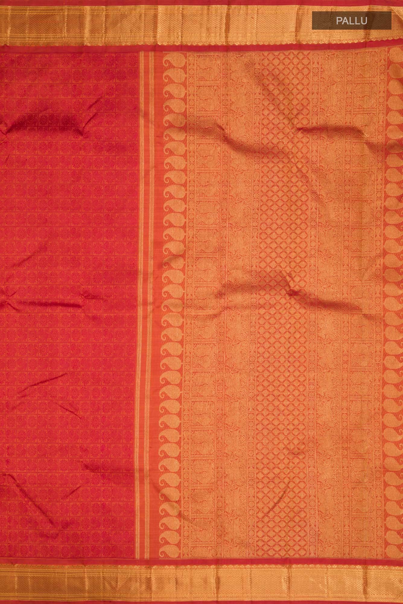 Pure Silk Pure Zari Orange Kanchipuram Saree