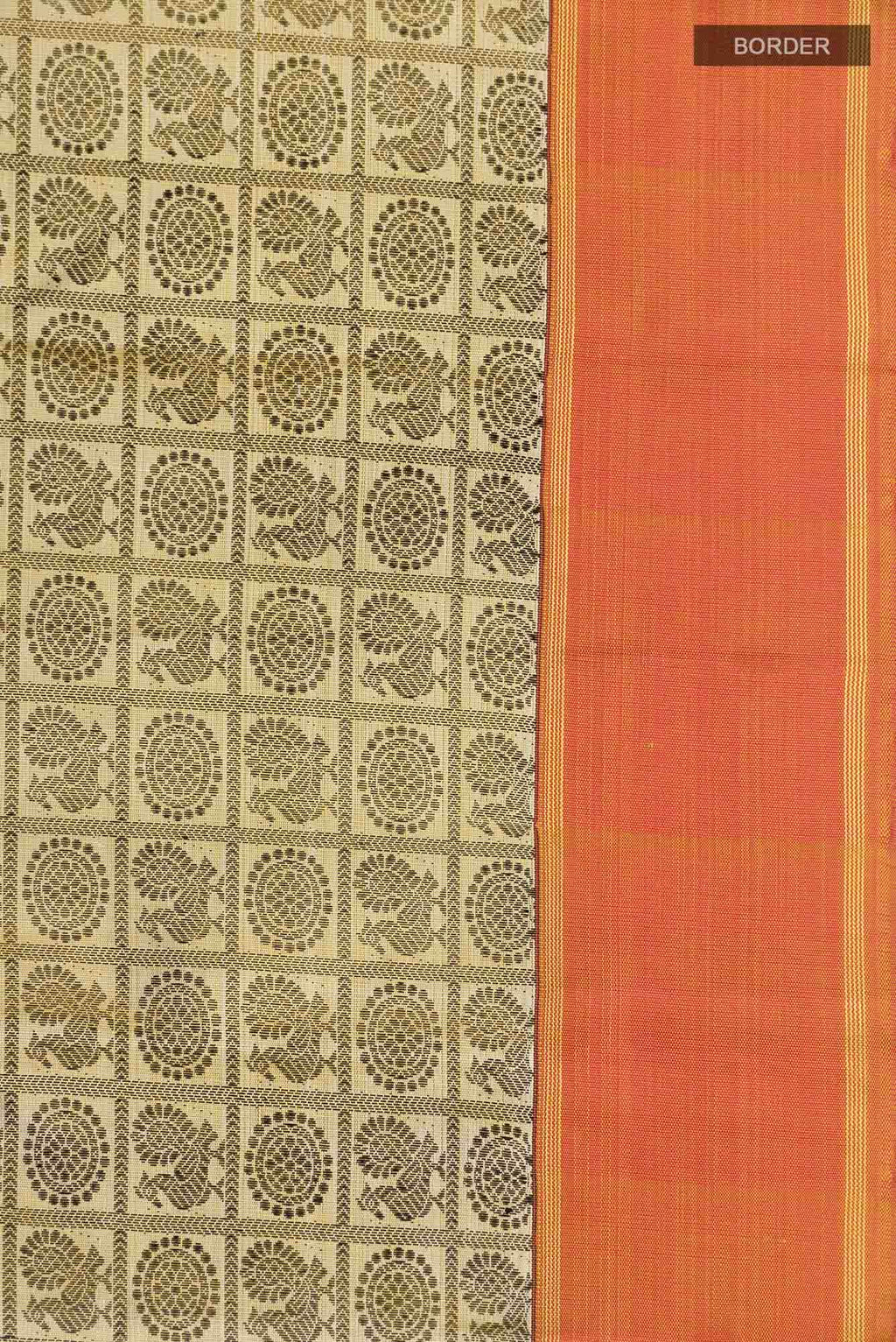 Pure Silk Pure Zari Beige with Yellow Dual Tone Kanchipuram Saree