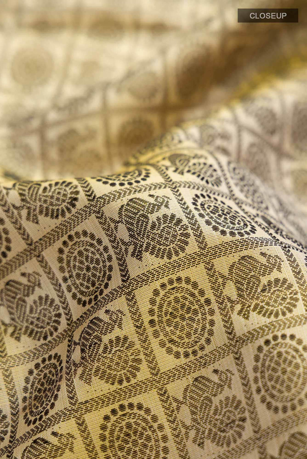 Pure Silk Pure Zari Beige with Yellow Dual Tone Kanchipuram Saree