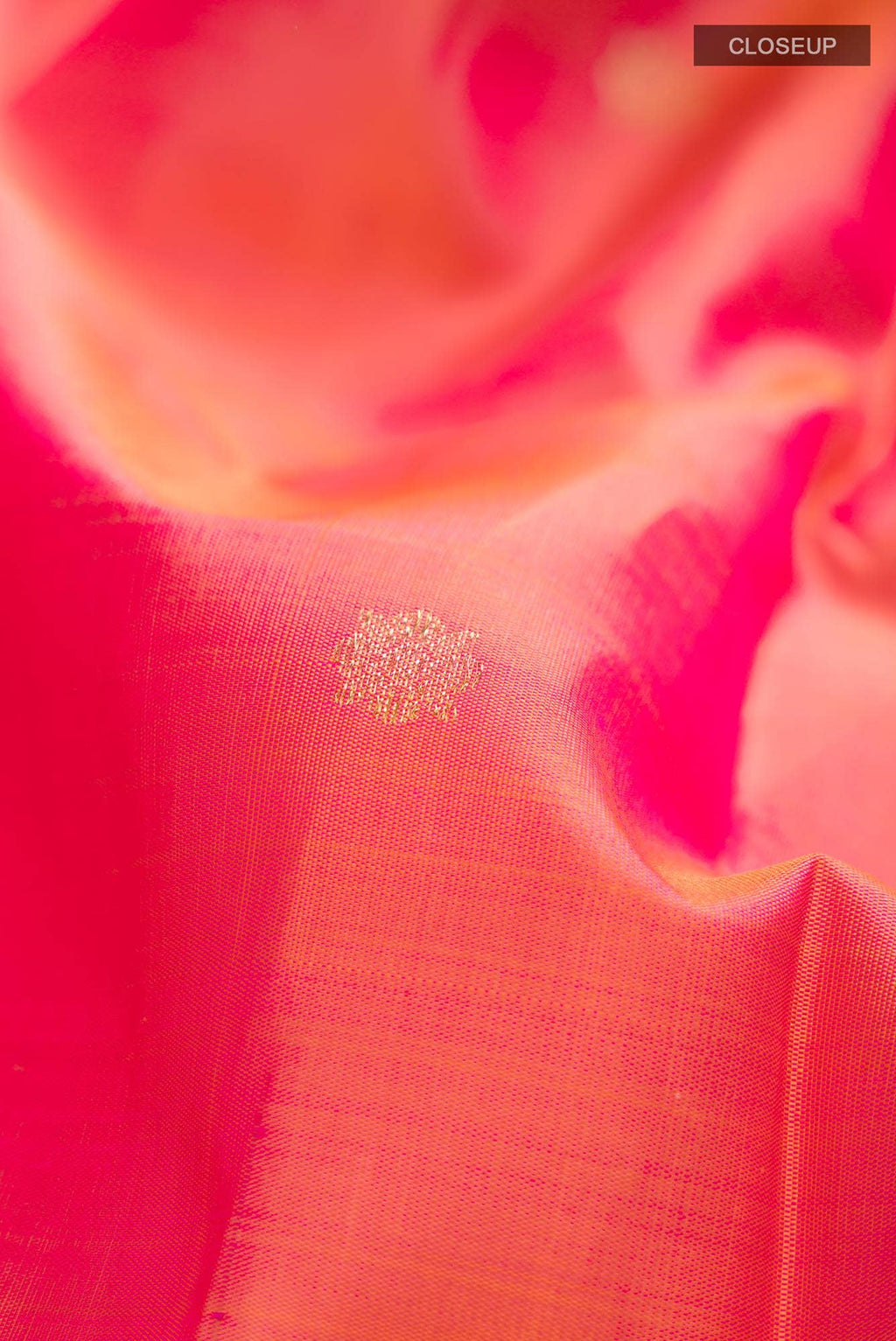 Pure Silk Pure Zari Pink with Orange Dual Tone Kanchipuram Saree