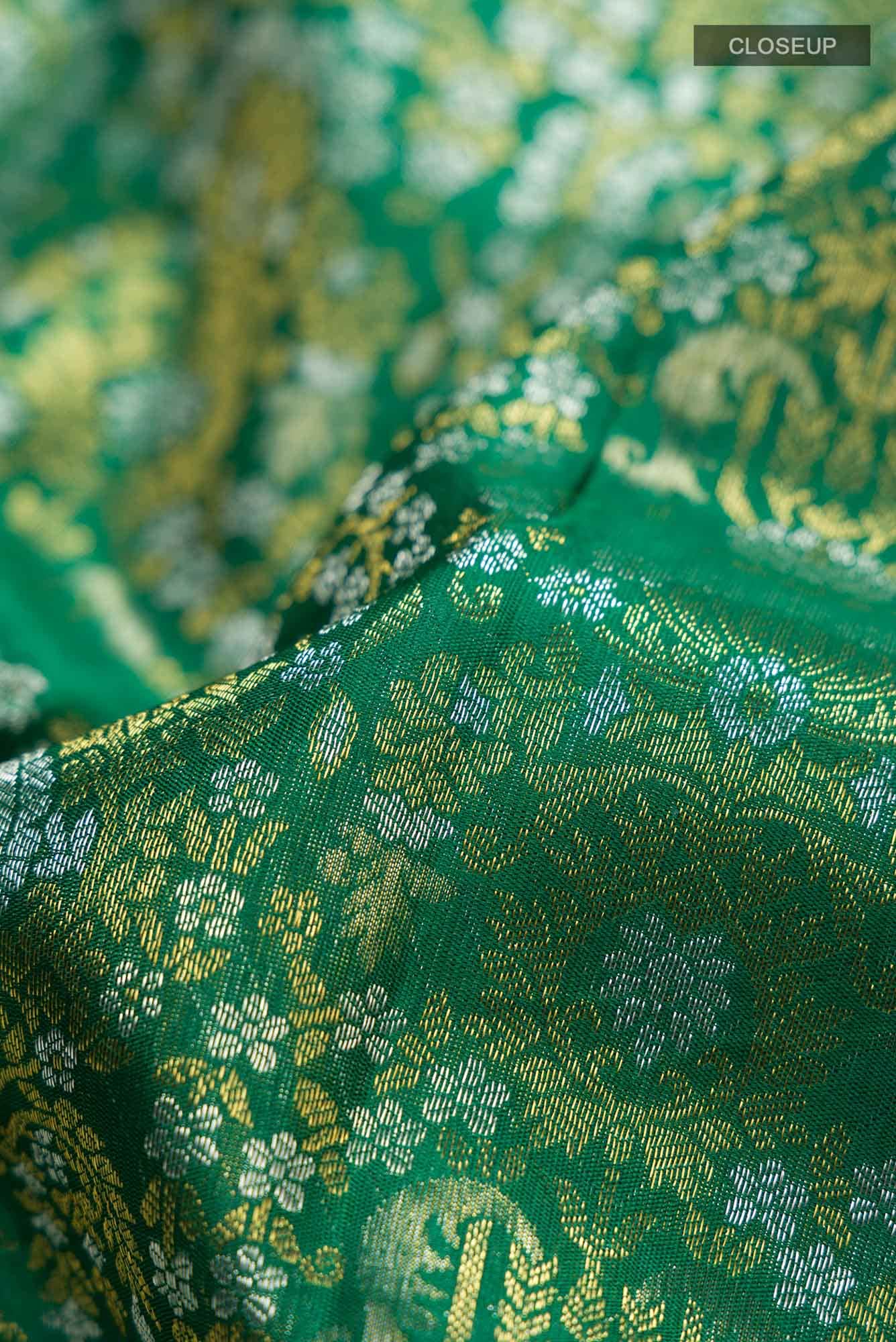 Pure Silk Pure Zari Green Kanchipuram Saree