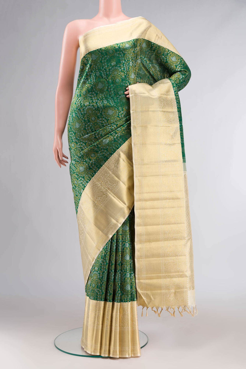 Pure Silk Pure Zari Green Kanchipuram Saree