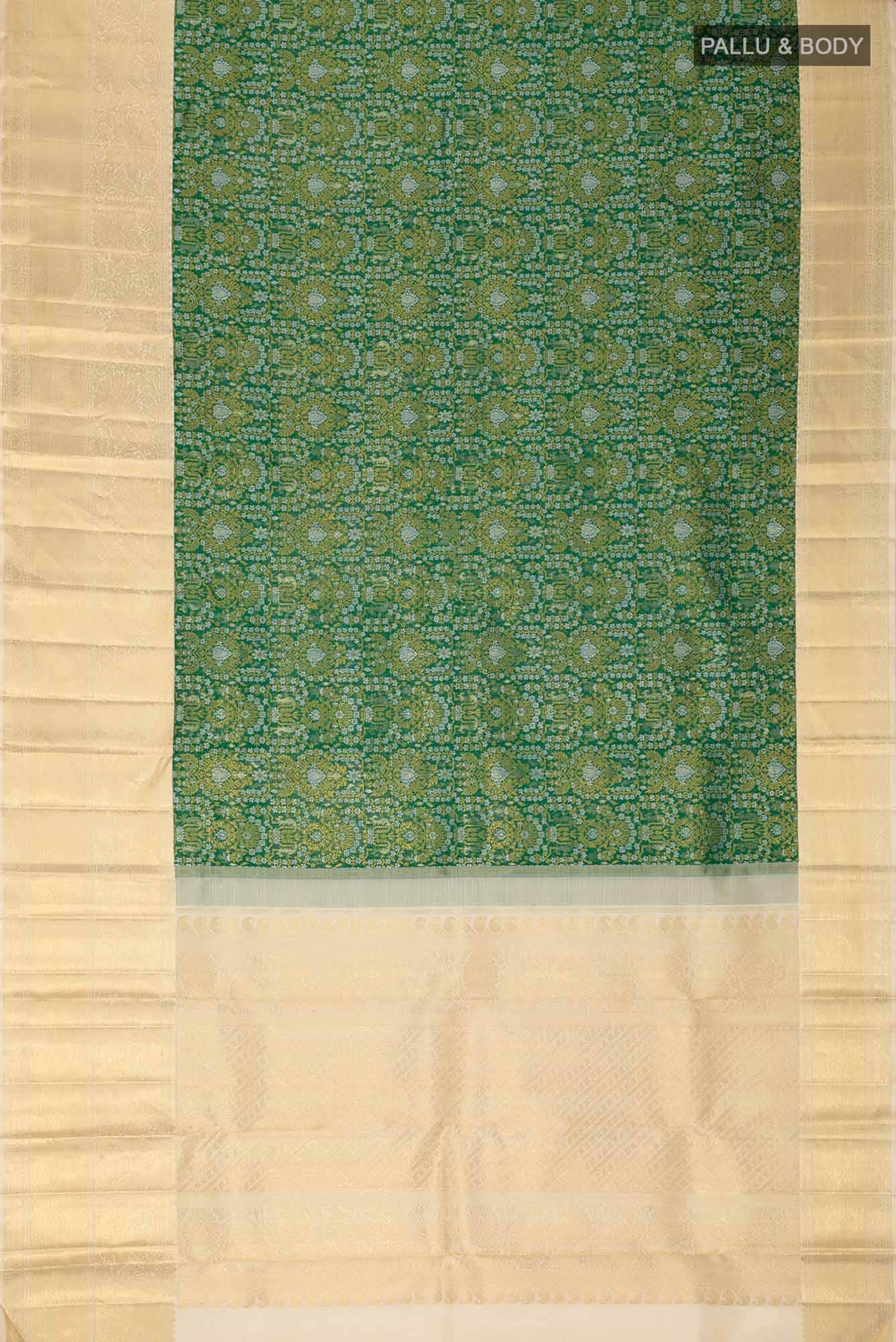 Pure Silk Pure Zari Green Kanchipuram Saree