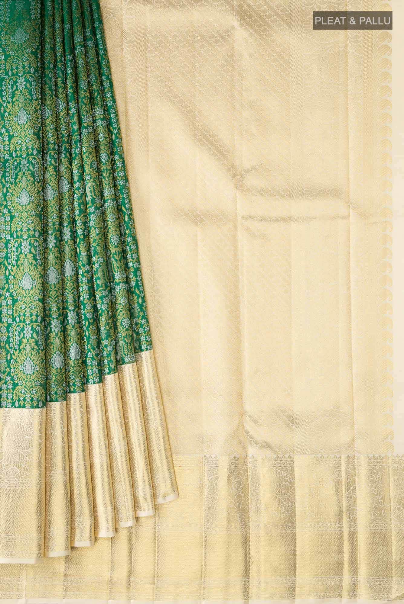 Pure Silk Pure Zari Green Kanchipuram Saree
