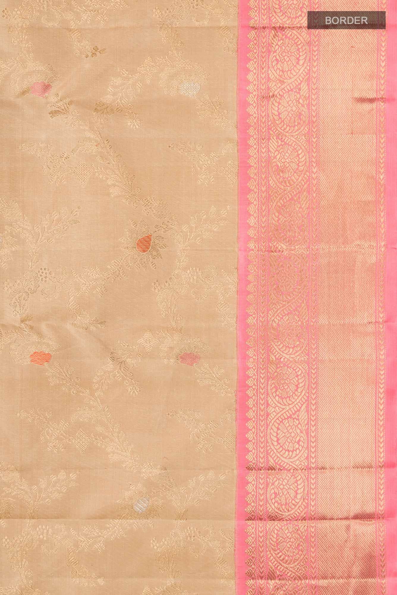 Pure Silk Pure Zari Beige Kanchipuram Saree