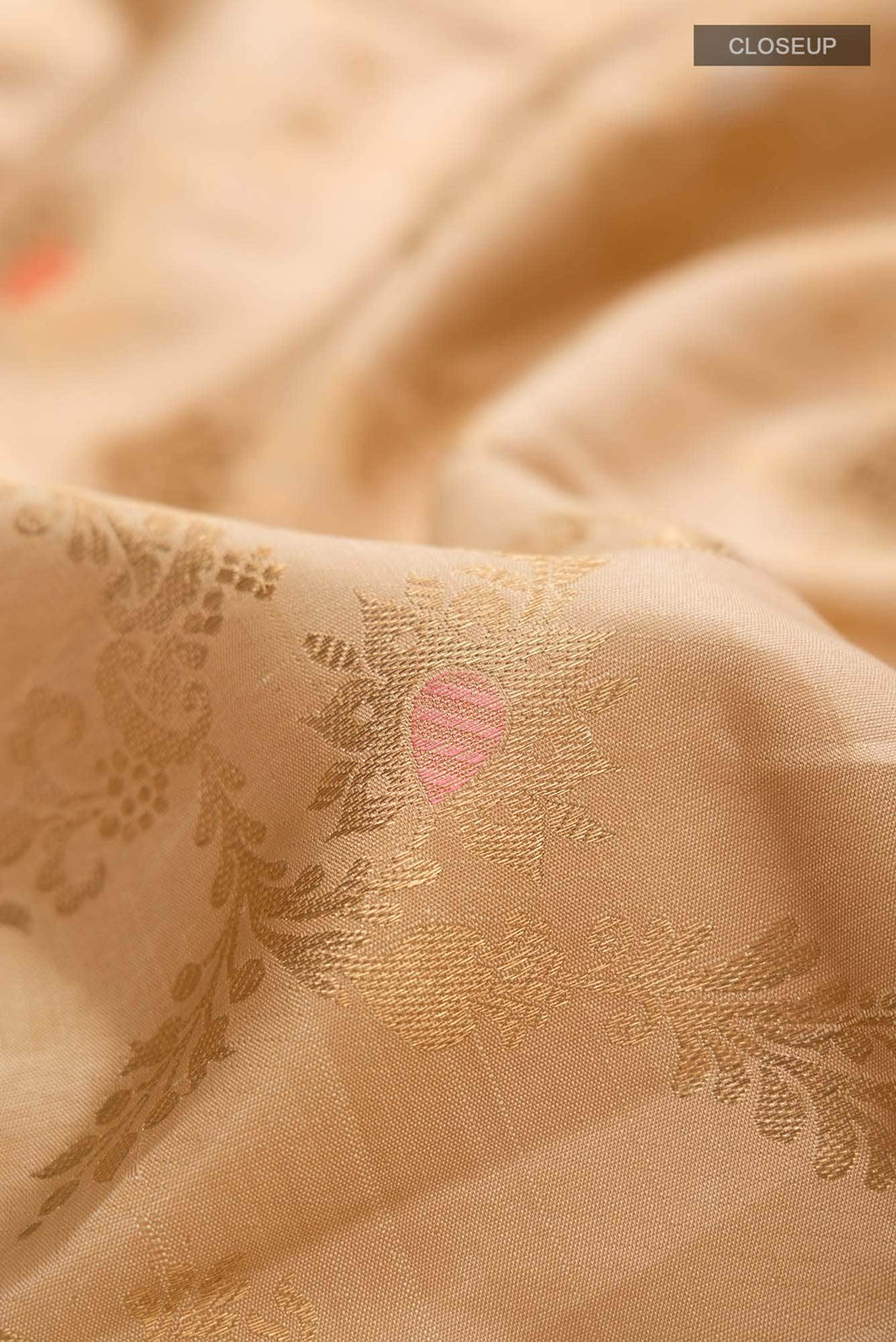 Pure Silk Pure Zari Beige Kanchipuram Saree