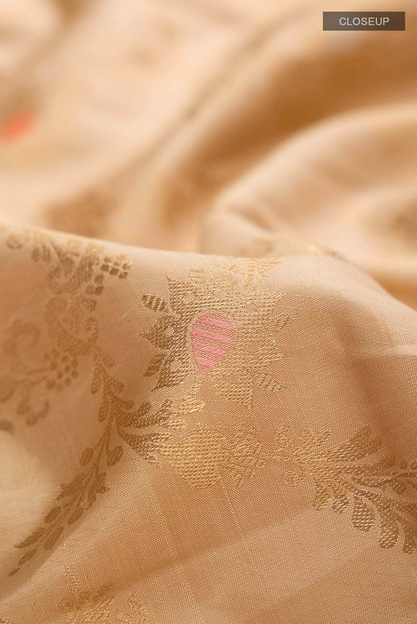 Pure Silk Pure Zari Beige Kanchipuram Saree