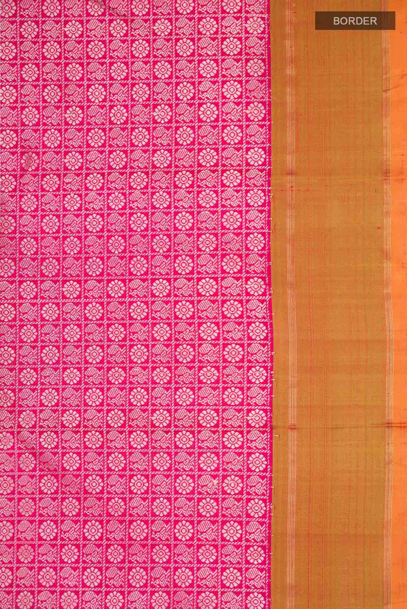 Pure Silk Pure Zari Pink Kanchipuram Saree