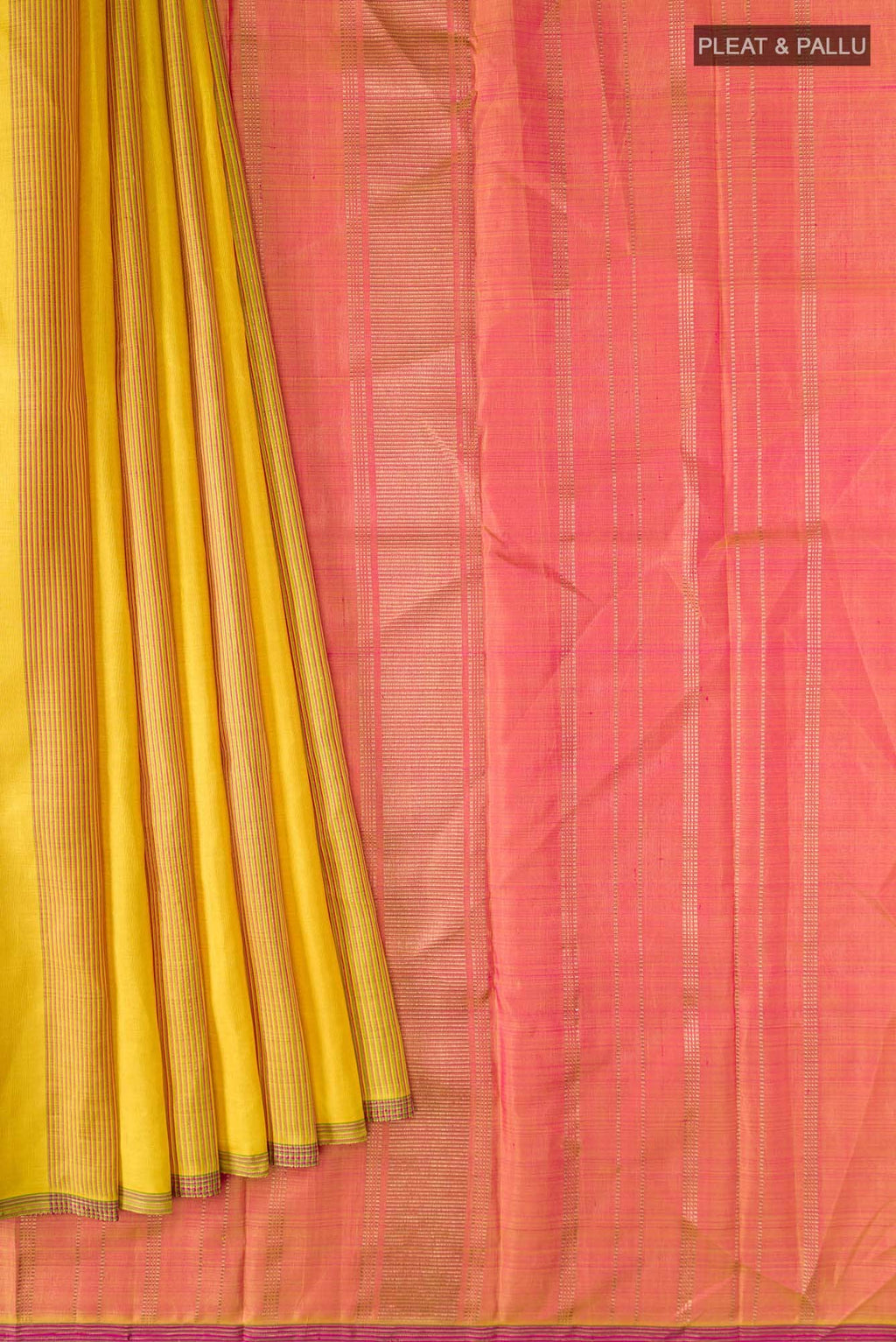 Pure Silk Pure Zari Yellow Kanchipuram Saree