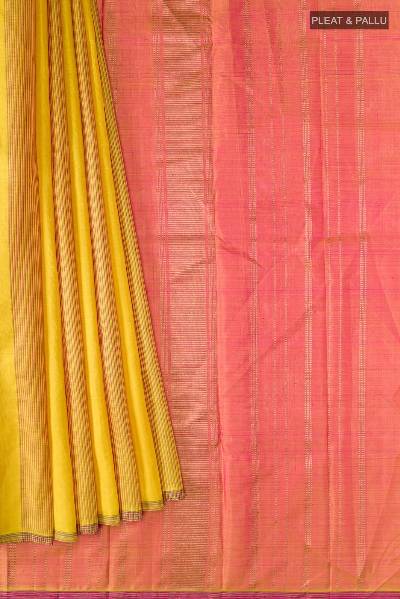 Pure Silk Pure Zari Yellow Kanchipuram Saree