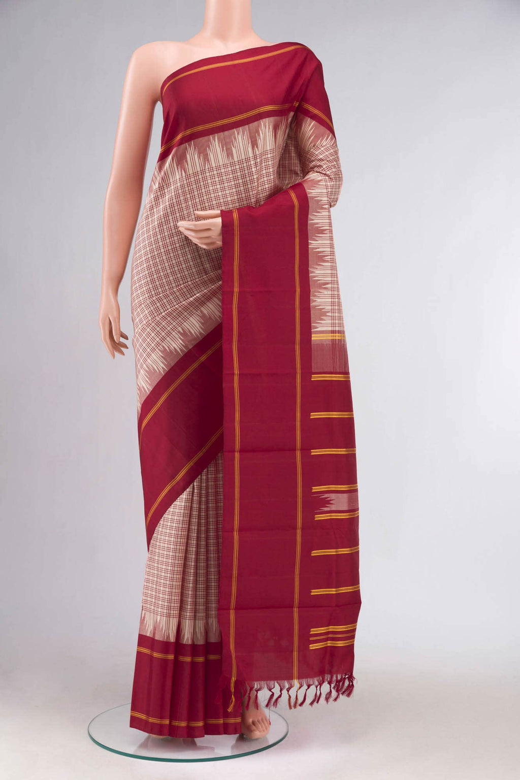Beige Kanchipuram Silk Saree