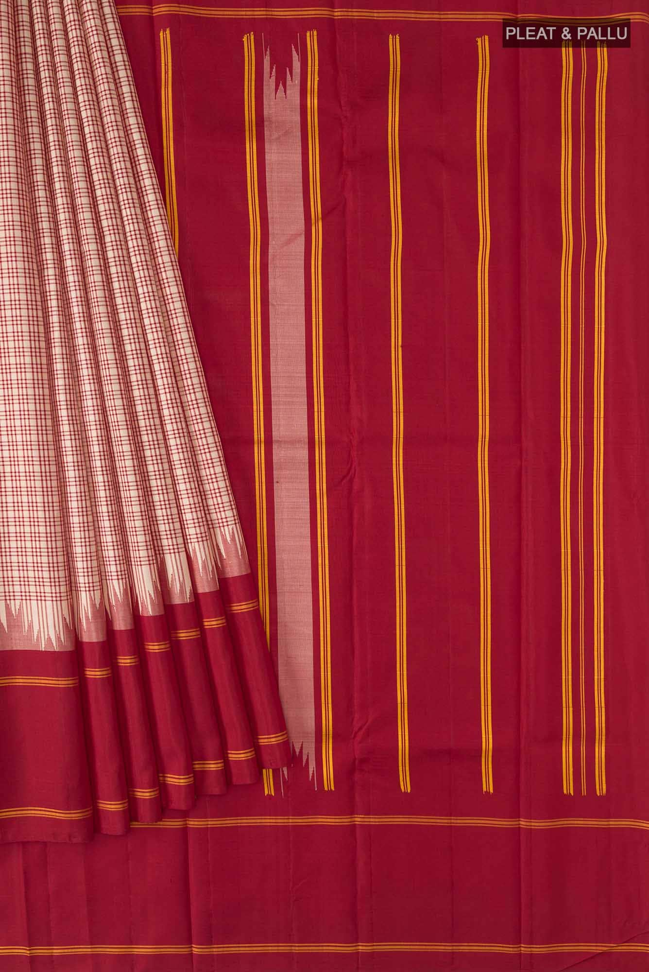 Beige Kanchipuram Silk Saree