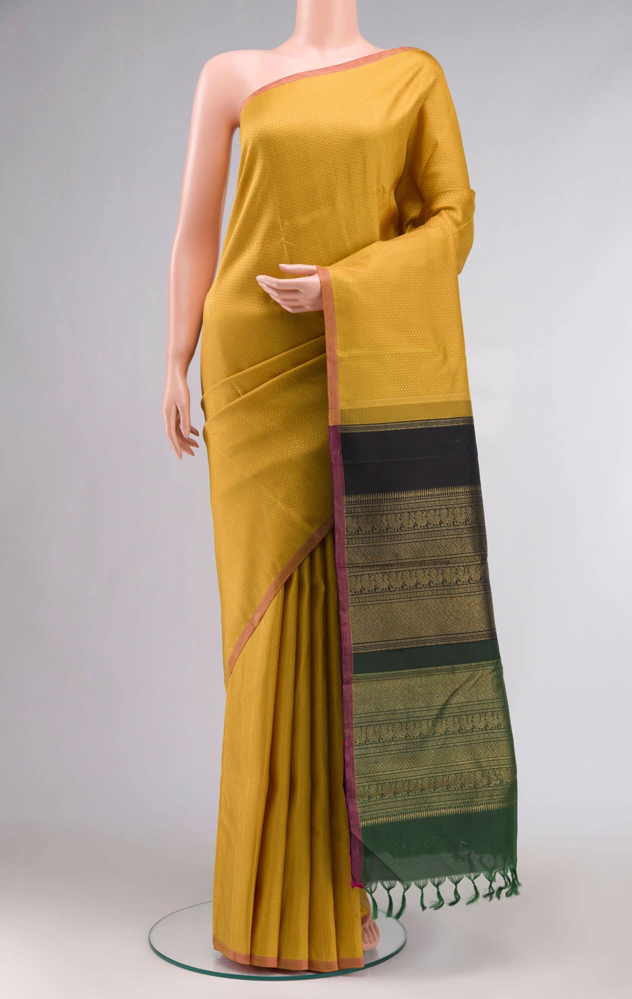 Pure Silk Pure Zari Yellow Kanchipuram Saree