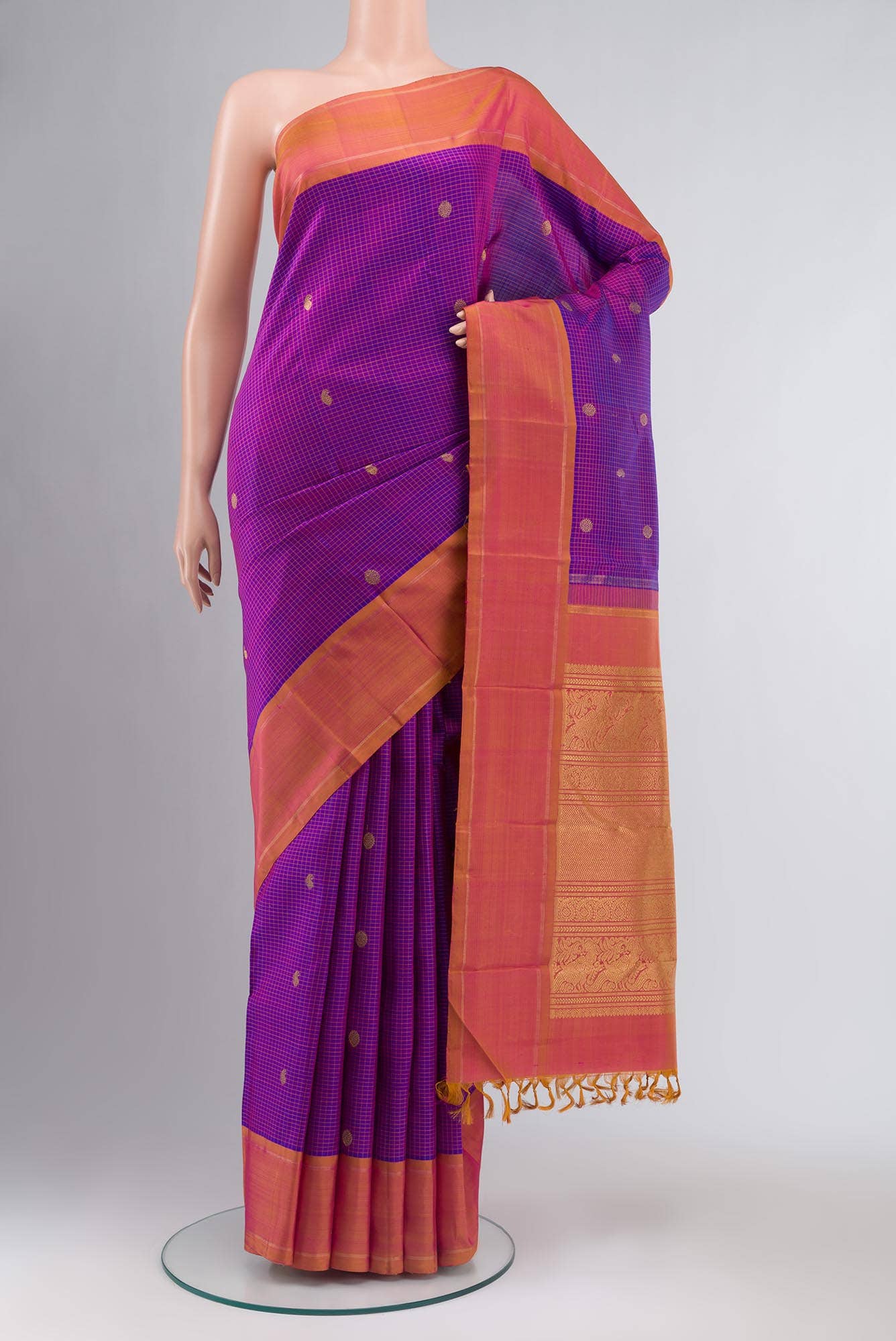 Pure Silk Pure Zari Purple Kanchipuram Saree