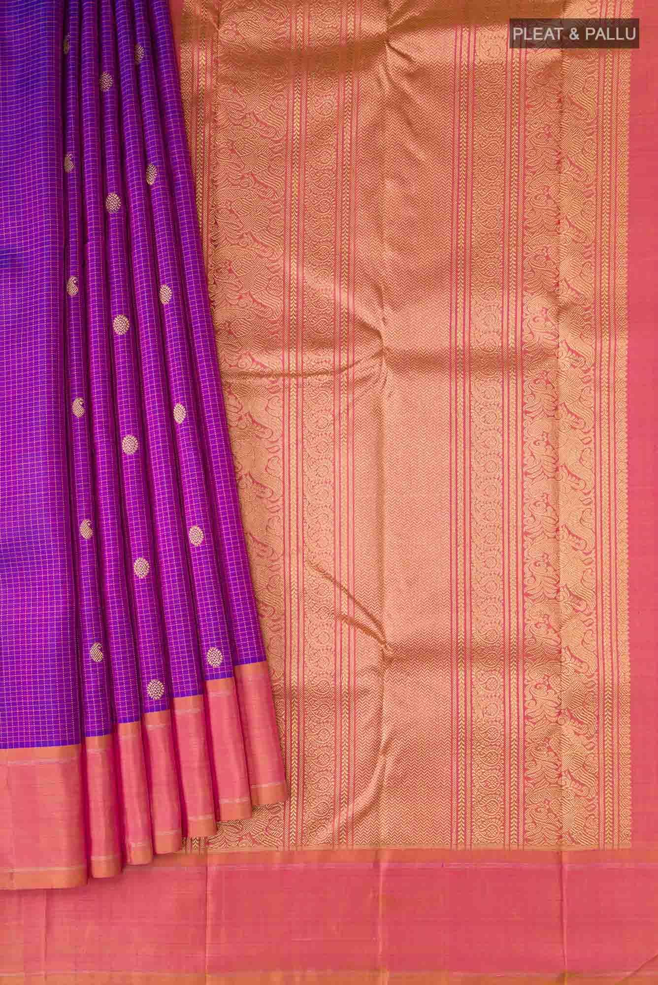 Pure Silk Pure Zari Purple Kanchipuram Saree