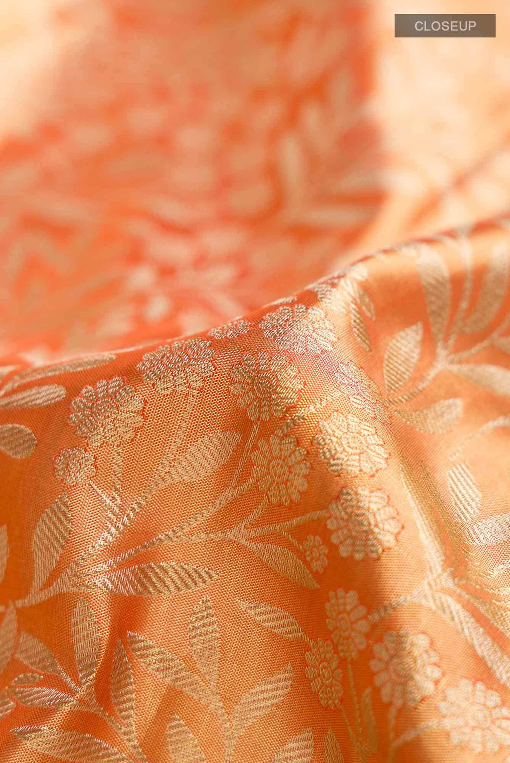 Orange Kanchipuram Tissue Silk Saree